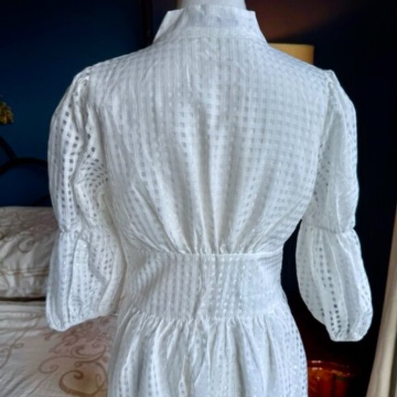 White 3/4 Puff Sleeve Maxi Dress - Picture 10 of 15